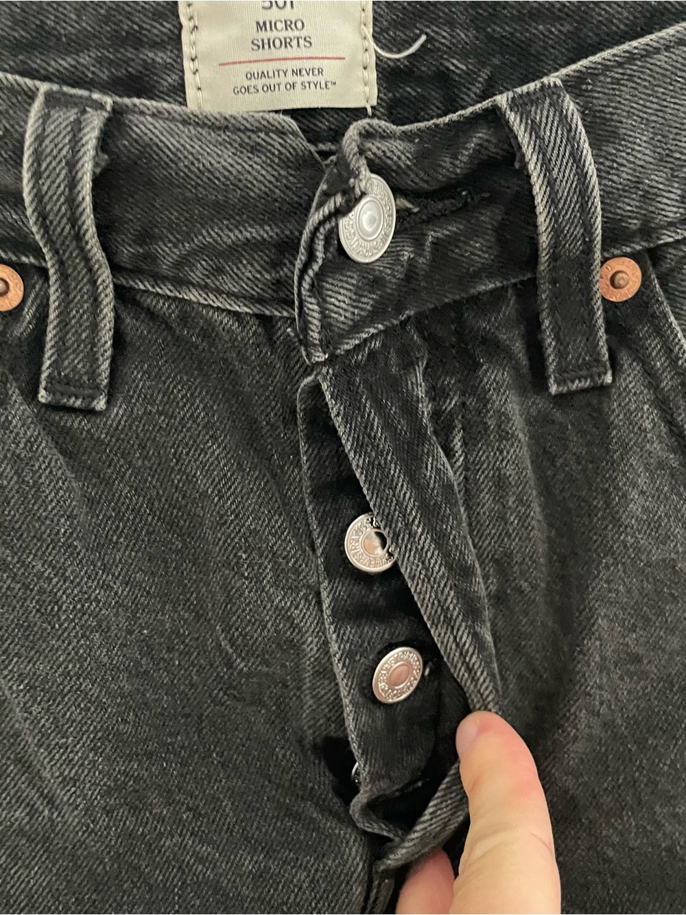 Levi’s 501 micro mini shorts black size 25 - Picture 4 of 7